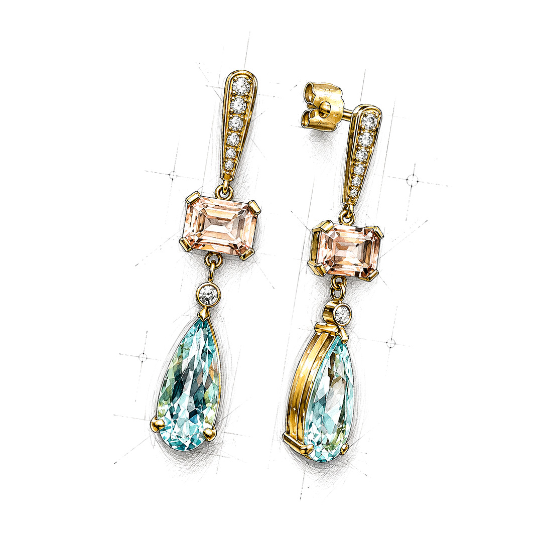 Aquamarine Diamond Earrings